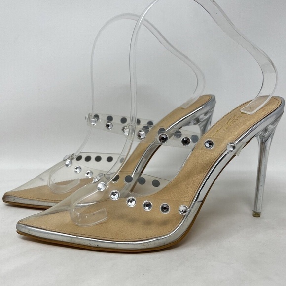 Olivia Ferragamo Transparent Pvc Crystal Mule Sandal 8 - Picture 2 of 13